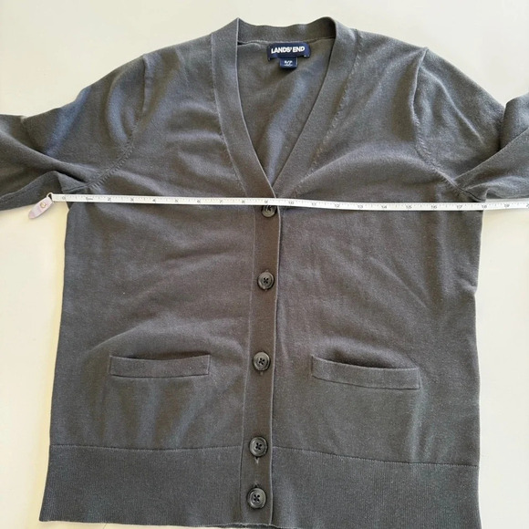 Lands End- V neck- Button Up- Cardigan- Dark- Charcoal-Gray-Women’s- S - Picture 9 of 9